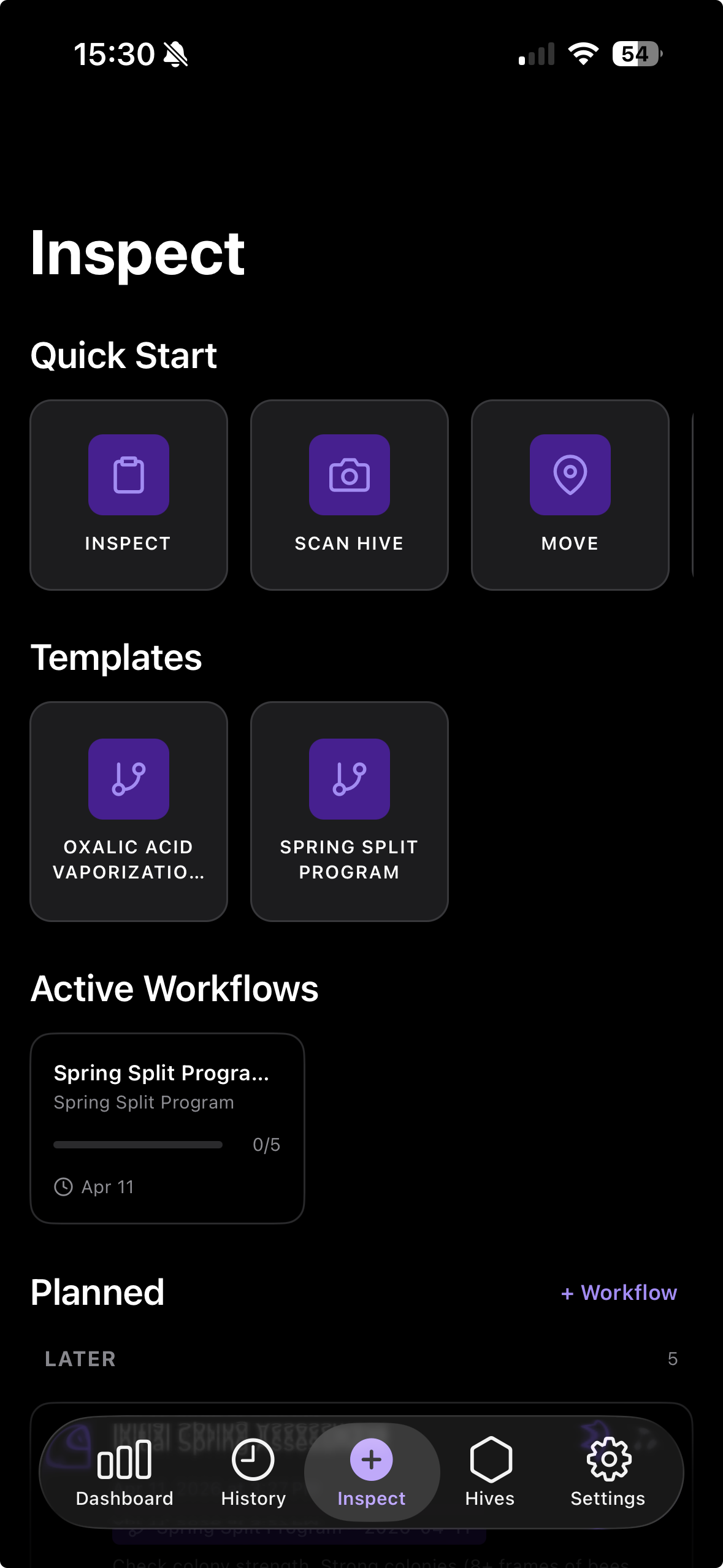 Buzzza app — home screen with quick actions